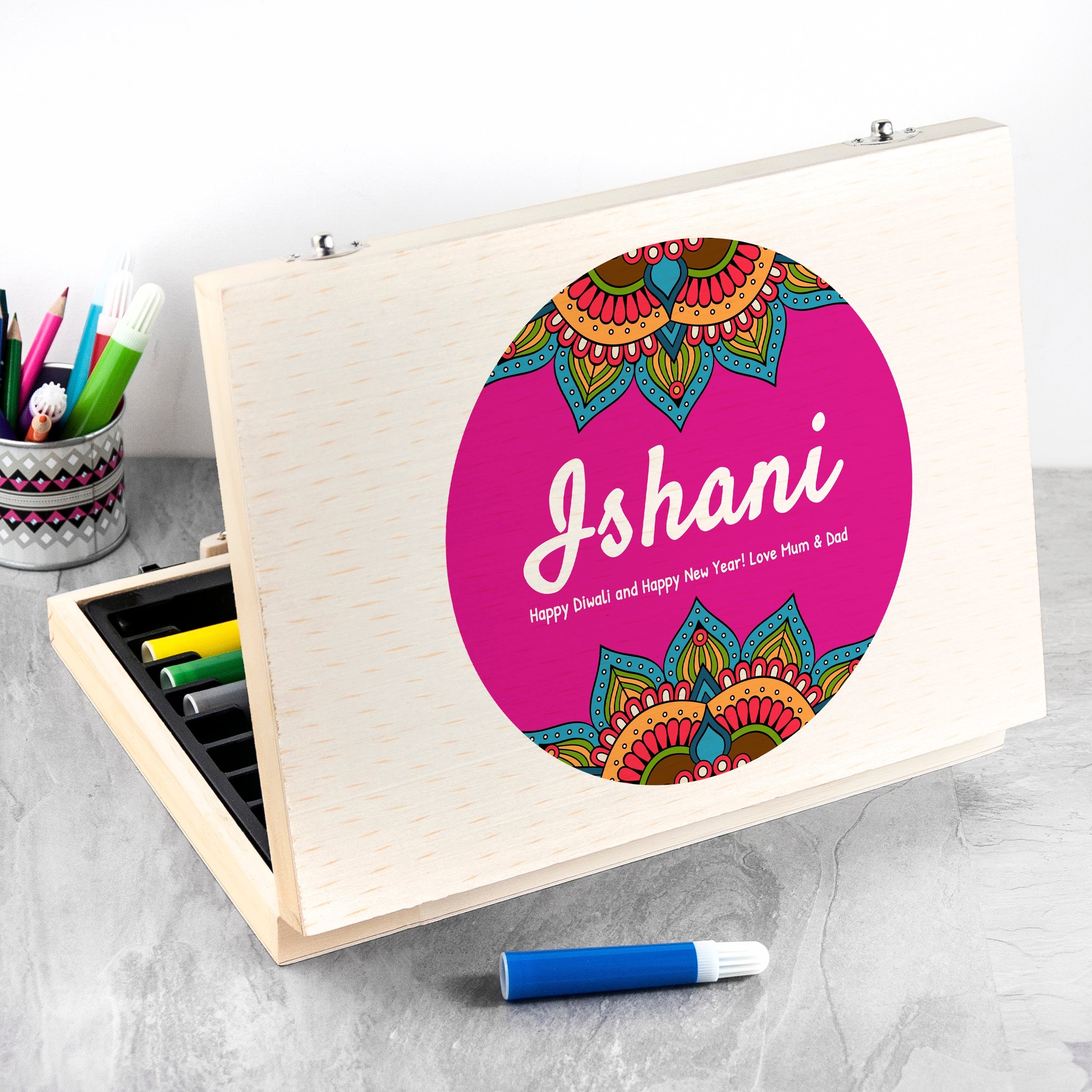 Personalised Kid's Diwali Rangoli Colouring Set