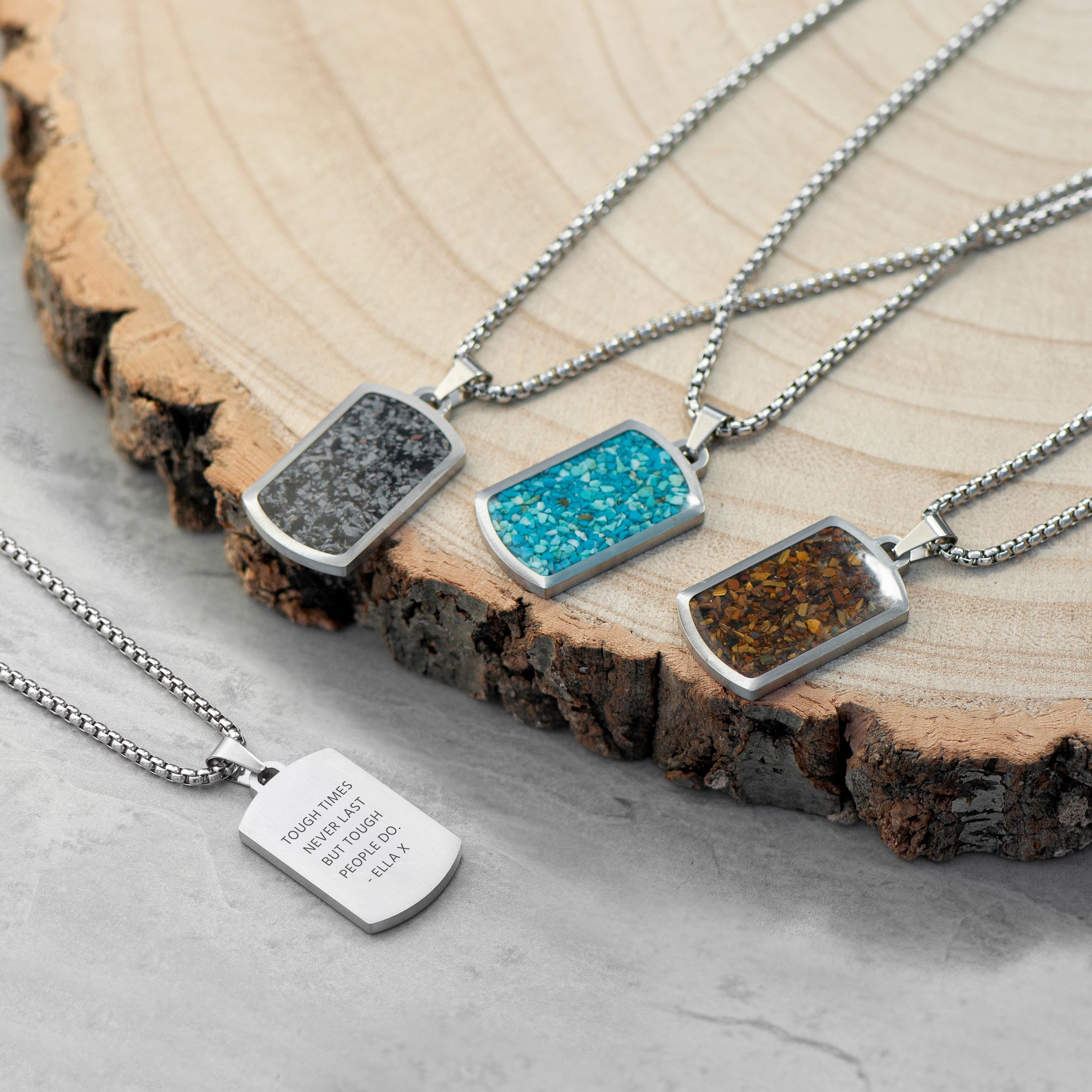 Personalised Men's Snowflake Obsidian Dog Tag Necklace