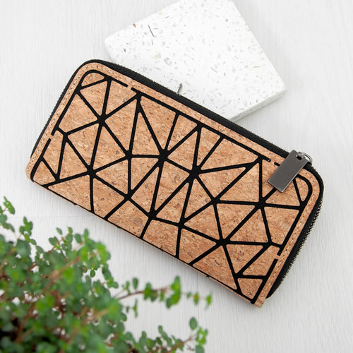 Cork Geometric Zip Wallet Spesh Gifts
