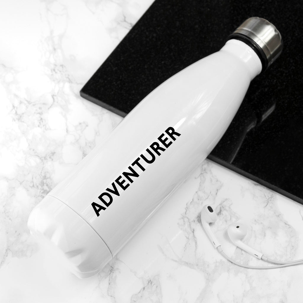 White water bottle with floral design and 'Cunt' text on a marble surface
