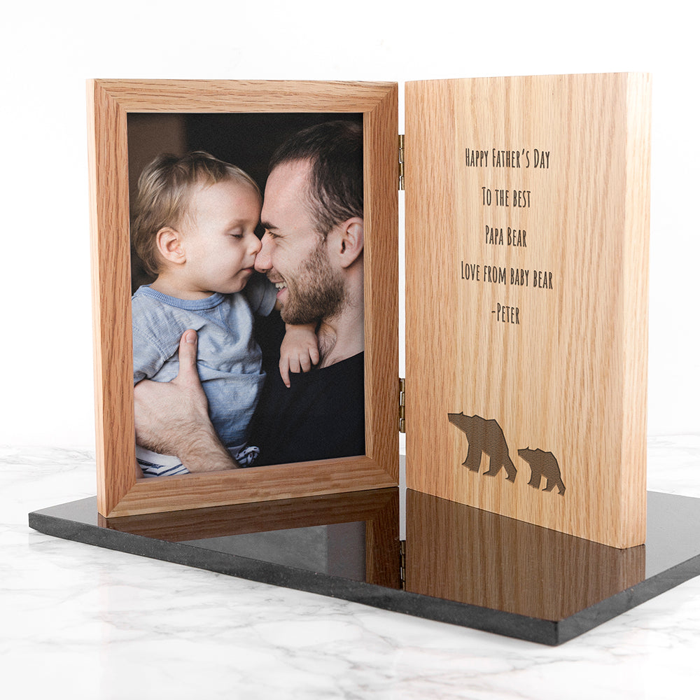 Personalised Bear Oak Book Photo Frame