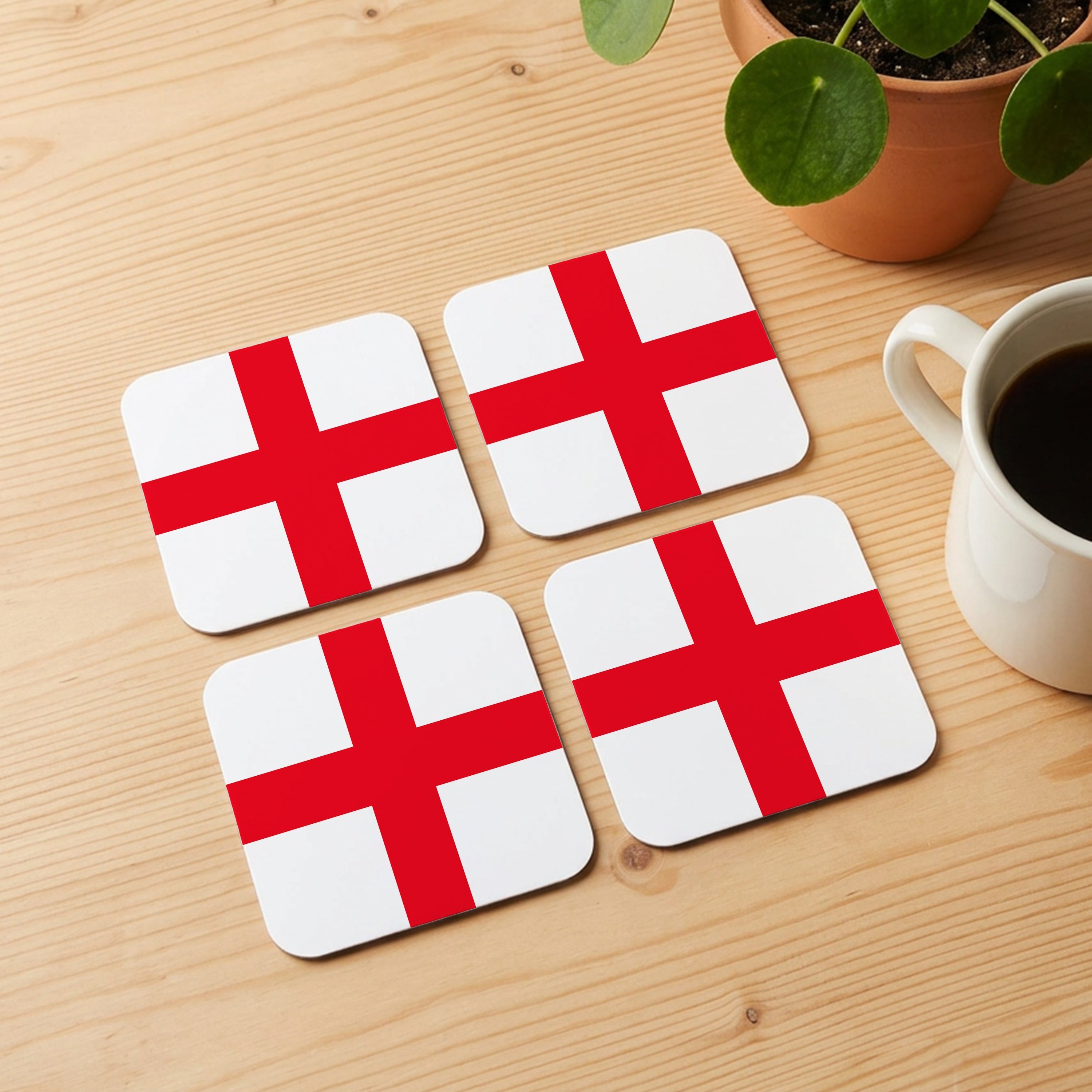 Personalised Flag Coasters with Cork Base - Set of 4