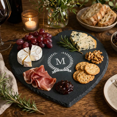 Monogrammed Wreath Heart Slate Cheese Board Spesh Gifts