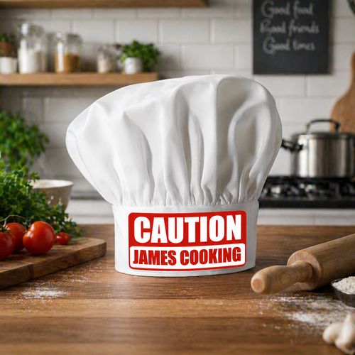 Personalised Caution Chef's Hat Spesh Gifts