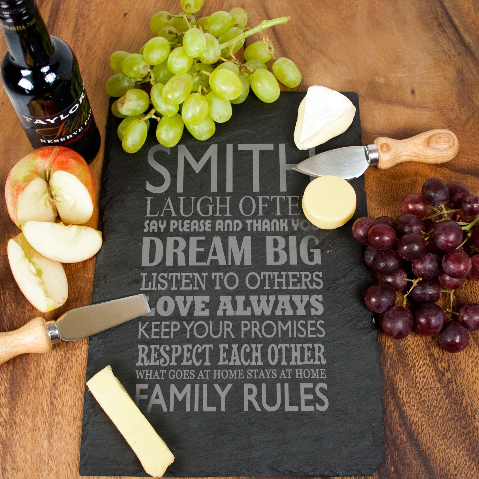 Personalised Family Rules Slate Serving Board