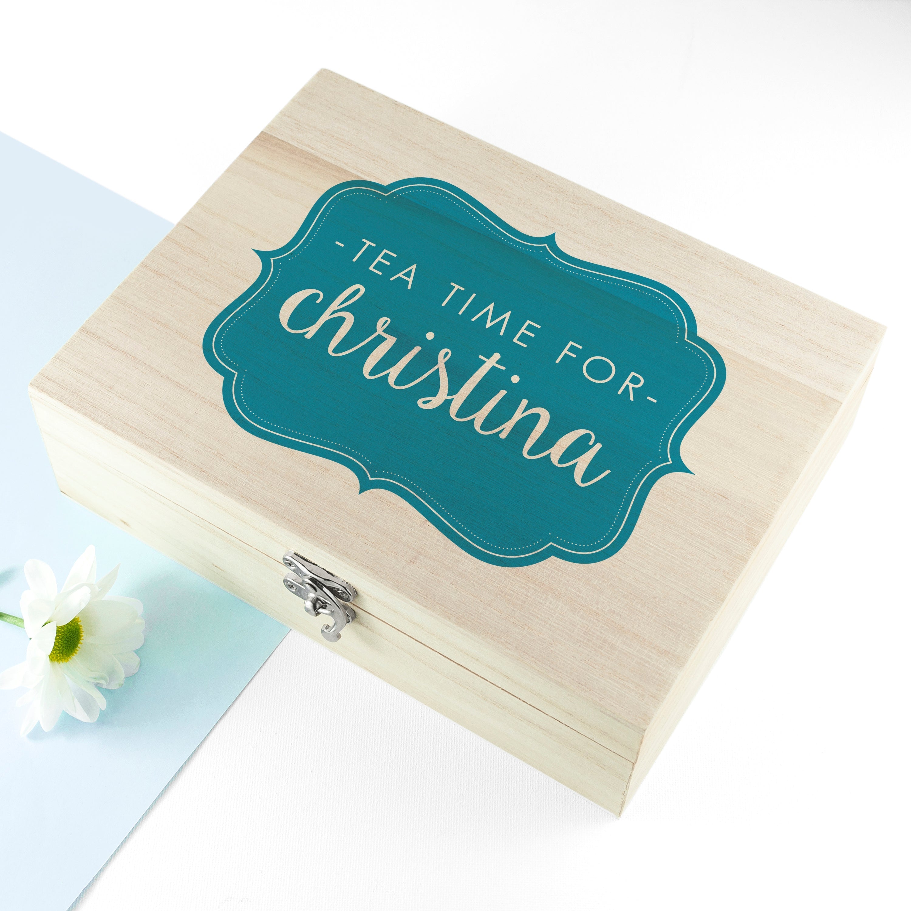 Personalised Tea Time Filled Wooden Tea Box