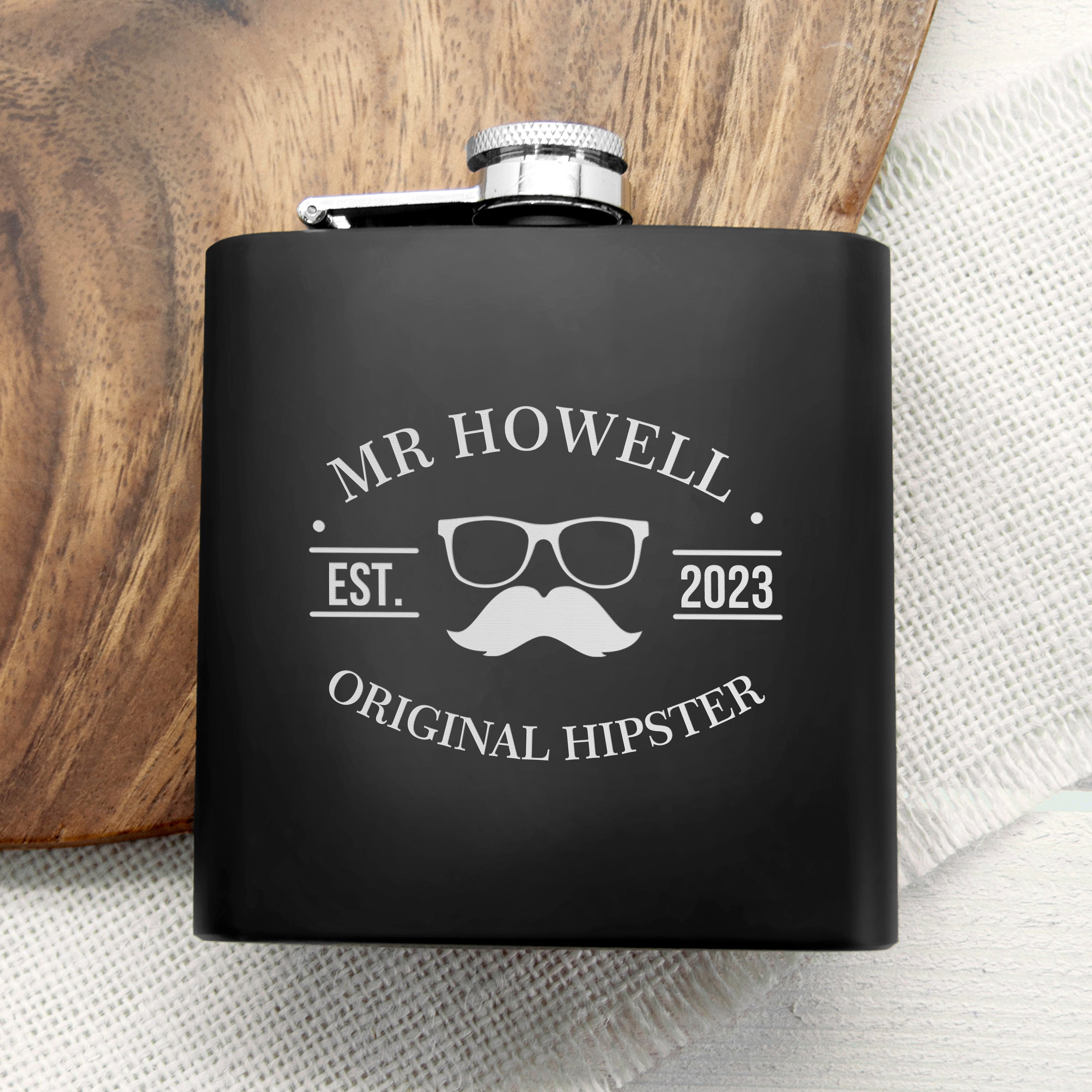 Personalised Original Hipster Hip Flask
