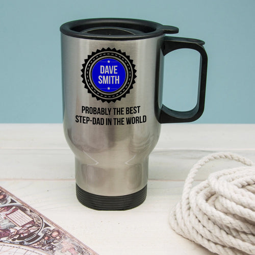 Personalised Best Step Dad Stainless Steel Travel Mug Spesh Gifts