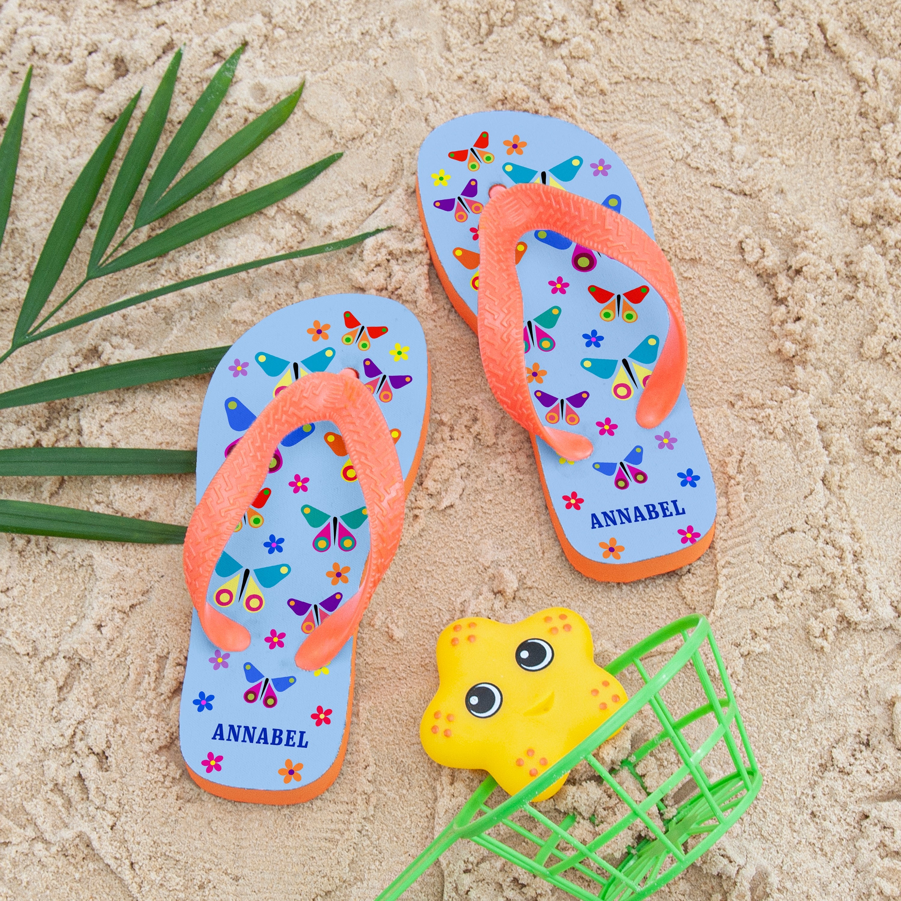 Personalised Fluttering Butterfly Child's Flip Flops
