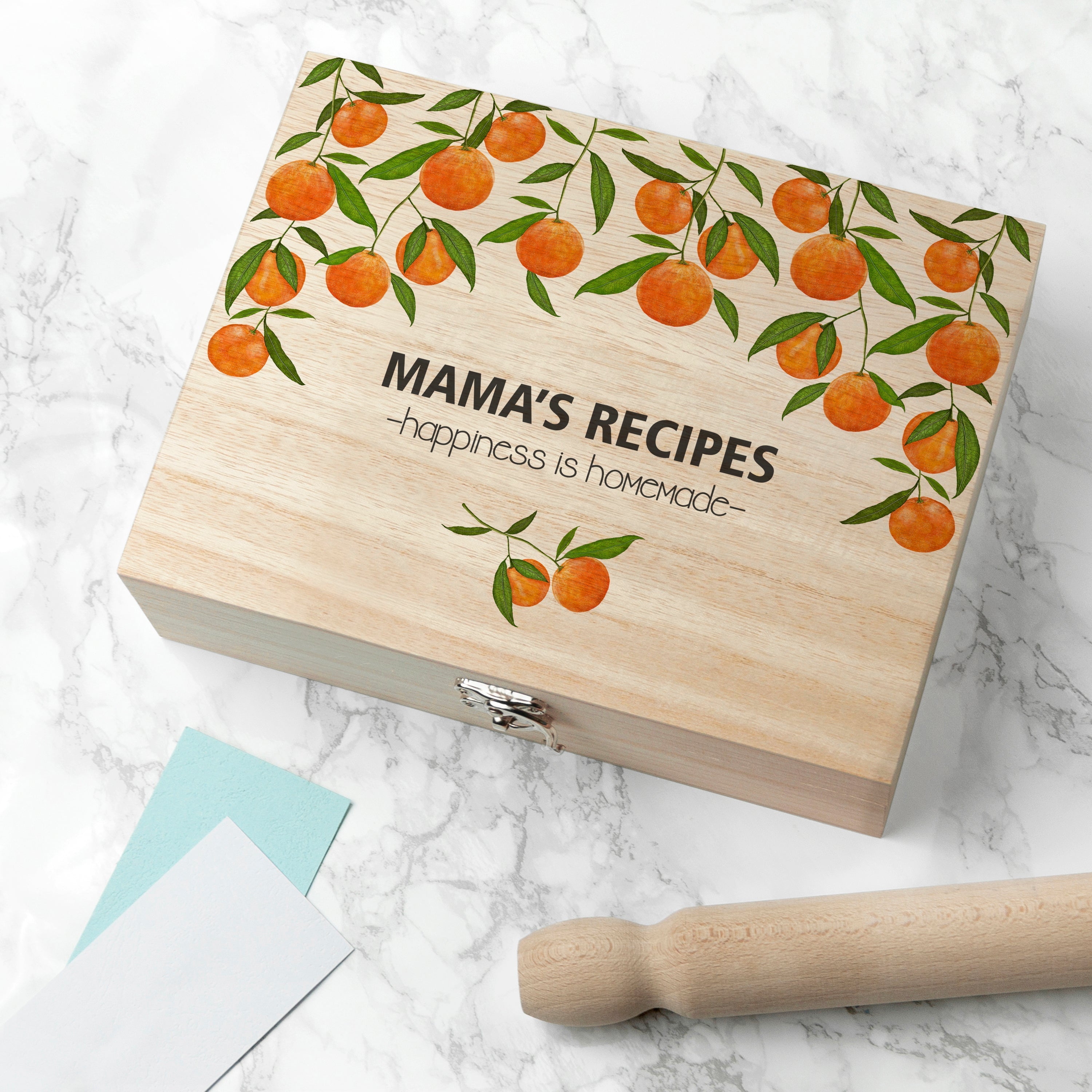 Personalised Orange Grove Recipe Card Box