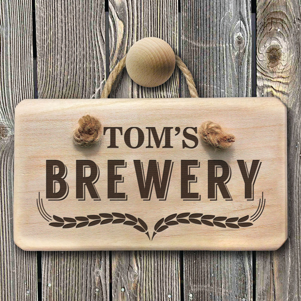 Personalised Wooden Home Brewery Sign