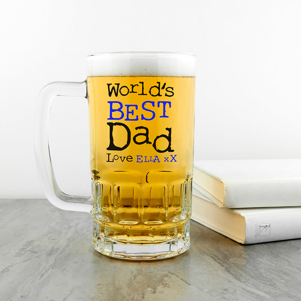 Personalised World's Best Dad Glass Tankard