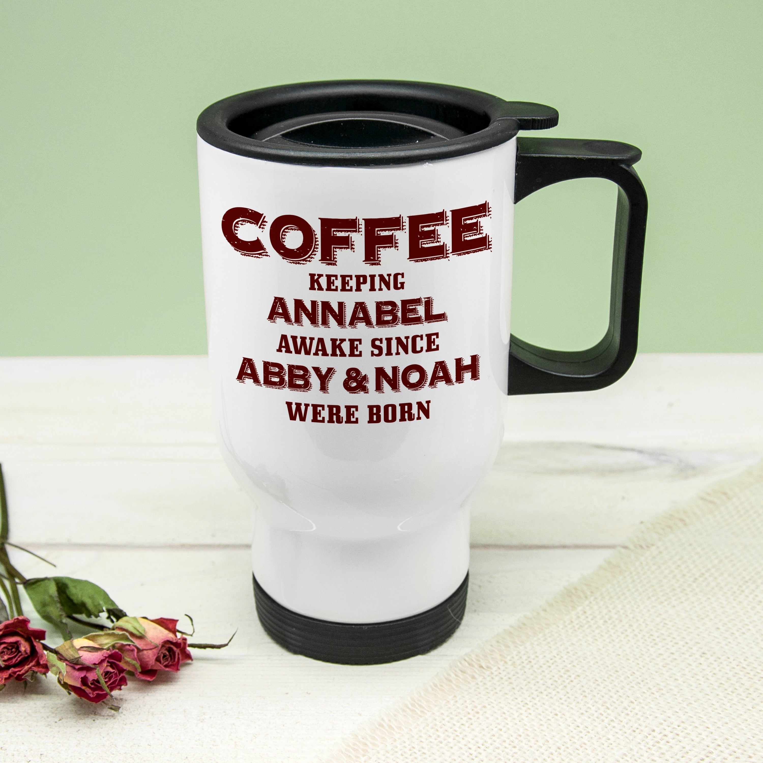 Personalised Sleepless Parents Travel Mug