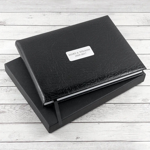 Personalised Black Leather Memoriam Book Spesh Gifts