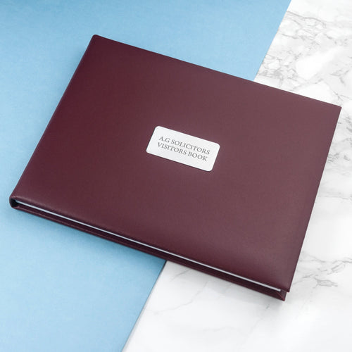 Personalised Burgundy Leather Visitors Book Spesh Gifts