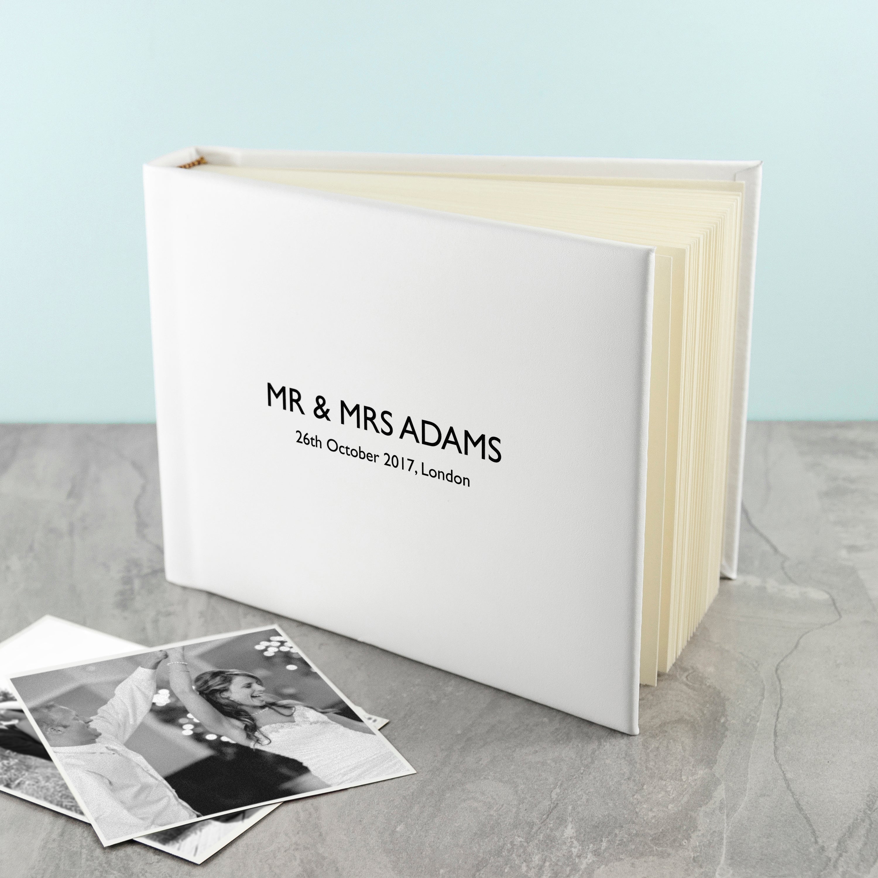 Personalised Dream Vachetta Italian Leather Photo Album in White