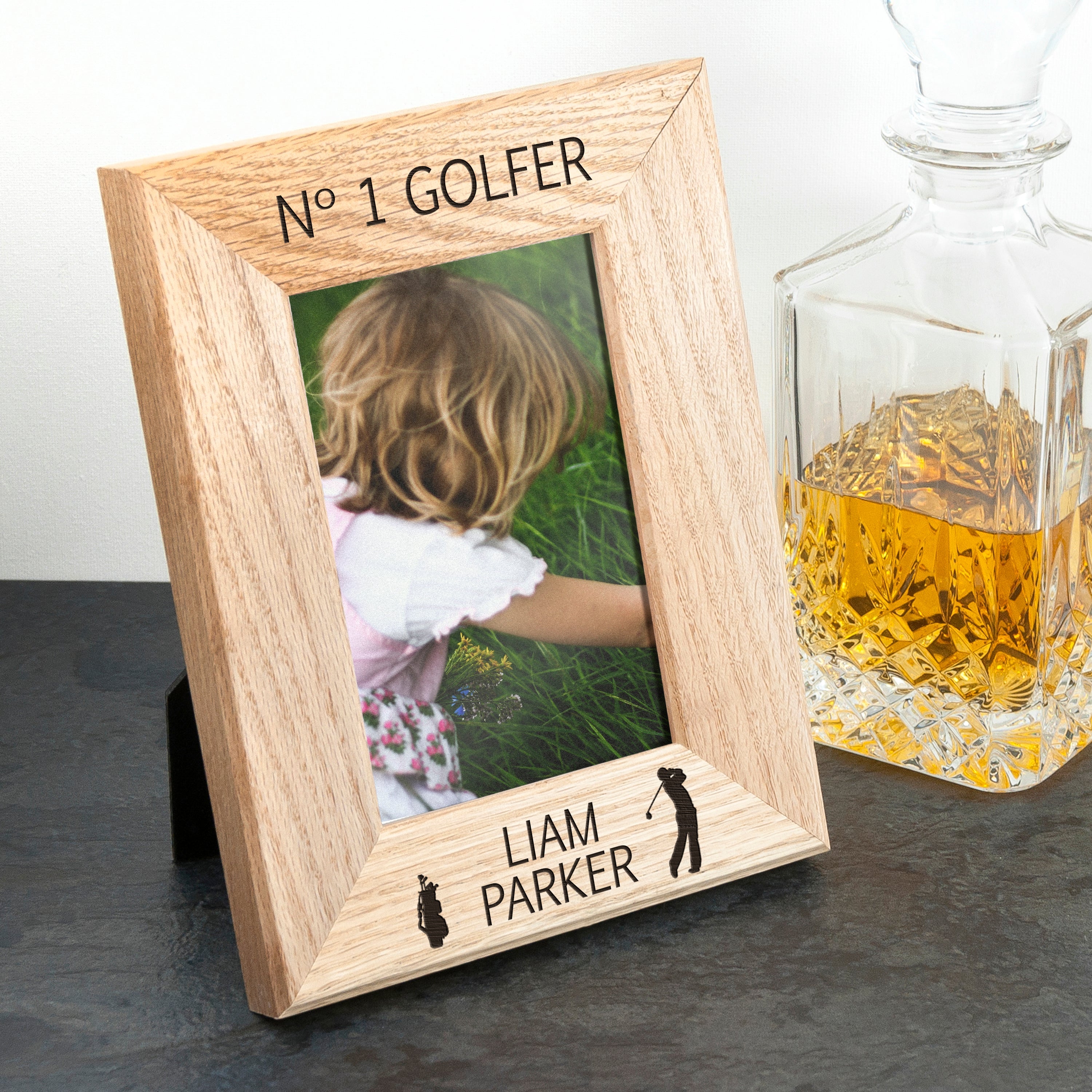 Personalised Top Golfer Oak Photo Frame