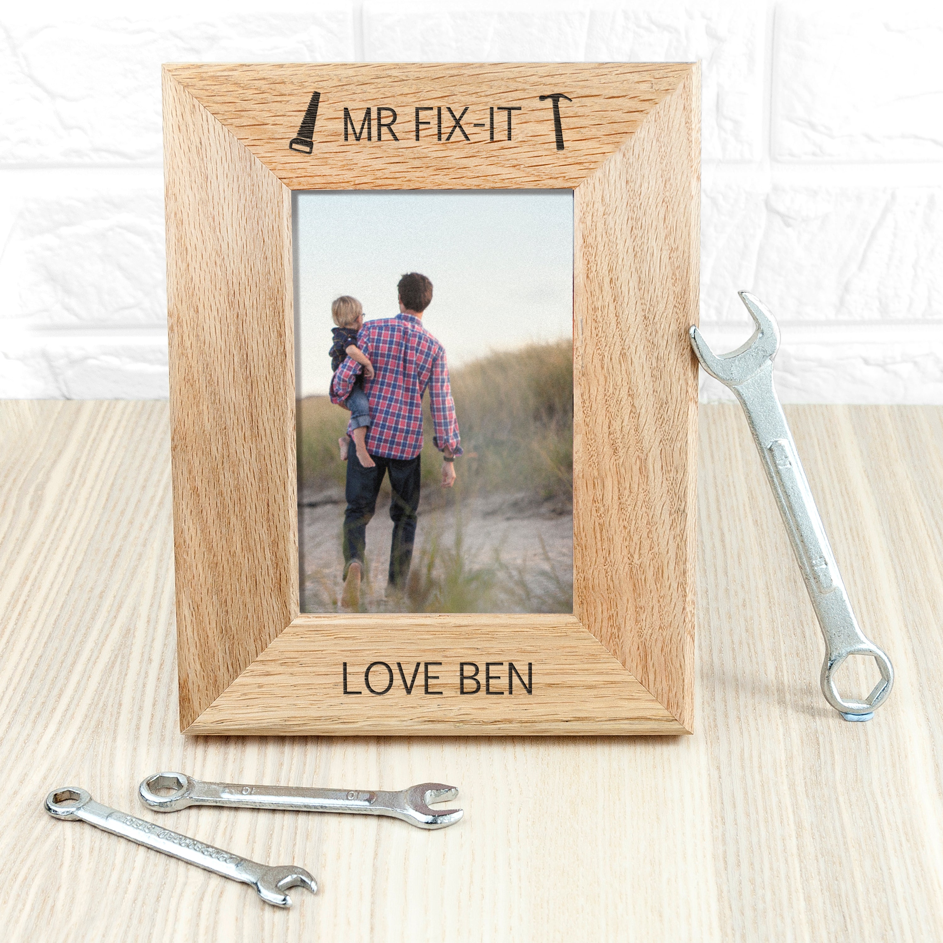 Personalised Mr Fix-It Oak Photo Frame
