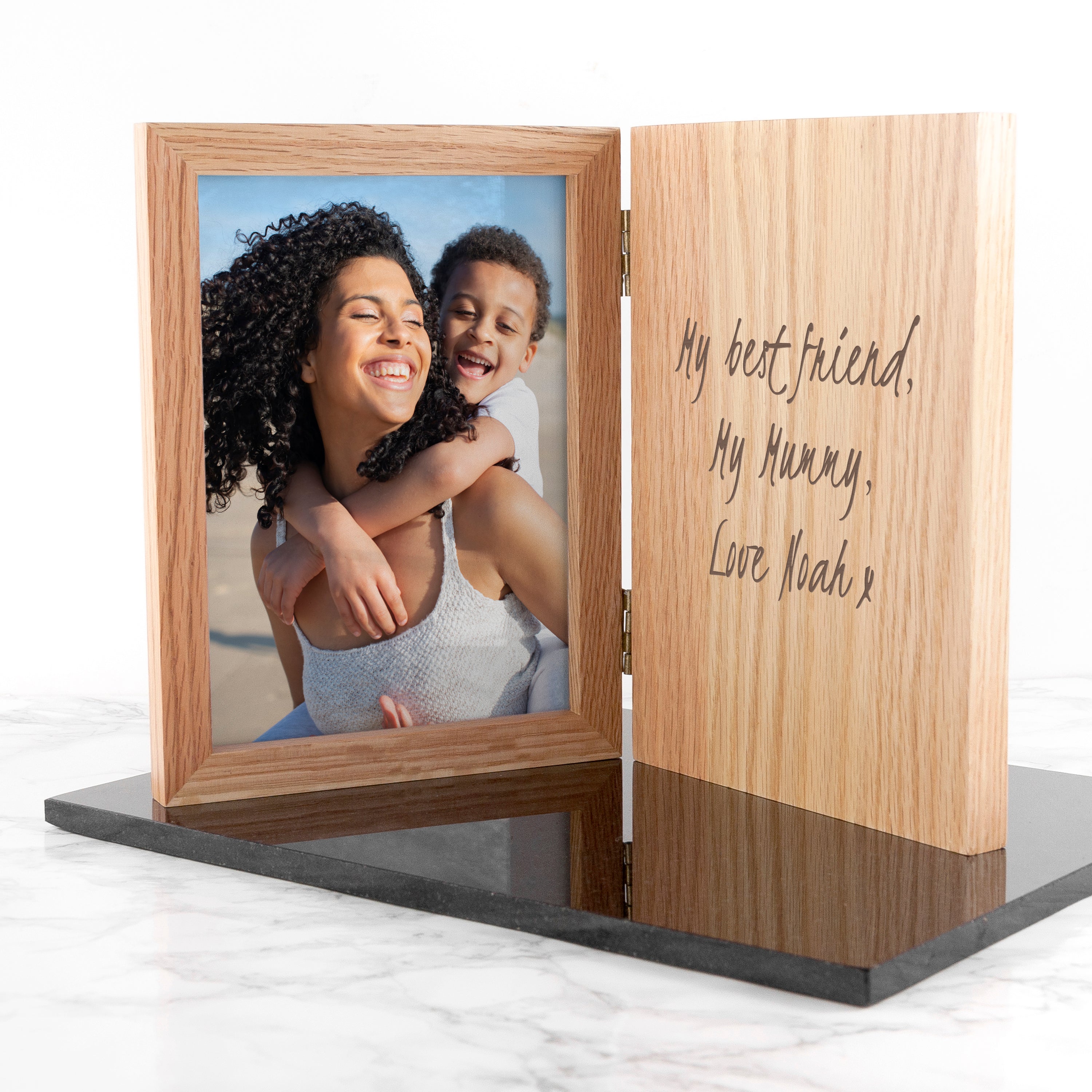 Personalised Oak Book Photo Frame