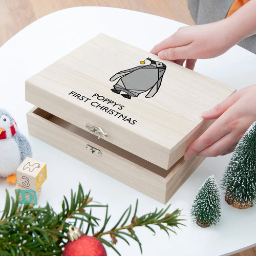 Personalised Baby Penguin First Christmas Box Spesh Gifts