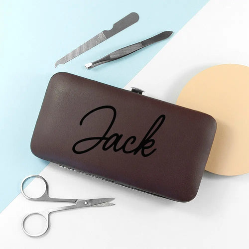 Personalised 7 Piece Manicure Set in Brown Spesh Gifts