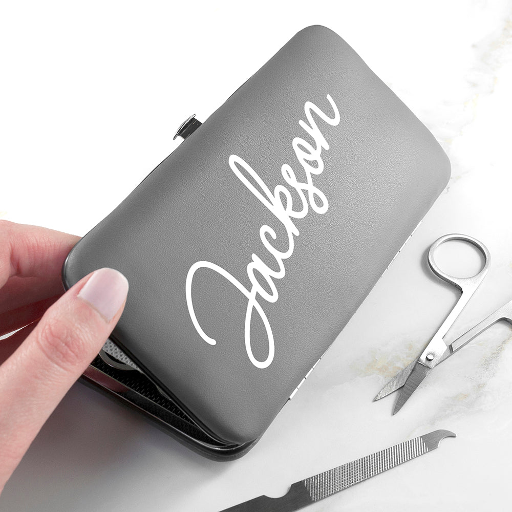 Personalised 7 Piece Manicure Set in Grey