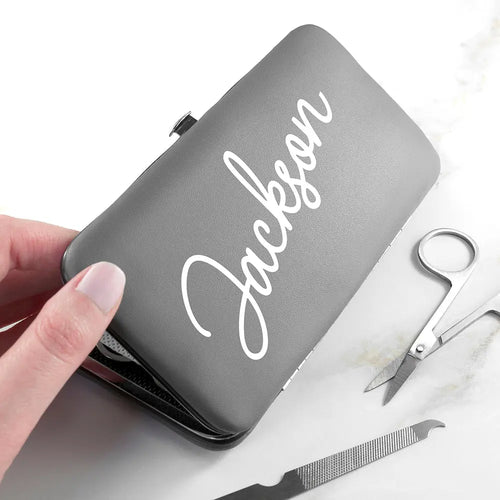 Personalised 7 Piece Manicure Set in Grey Spesh Gifts
