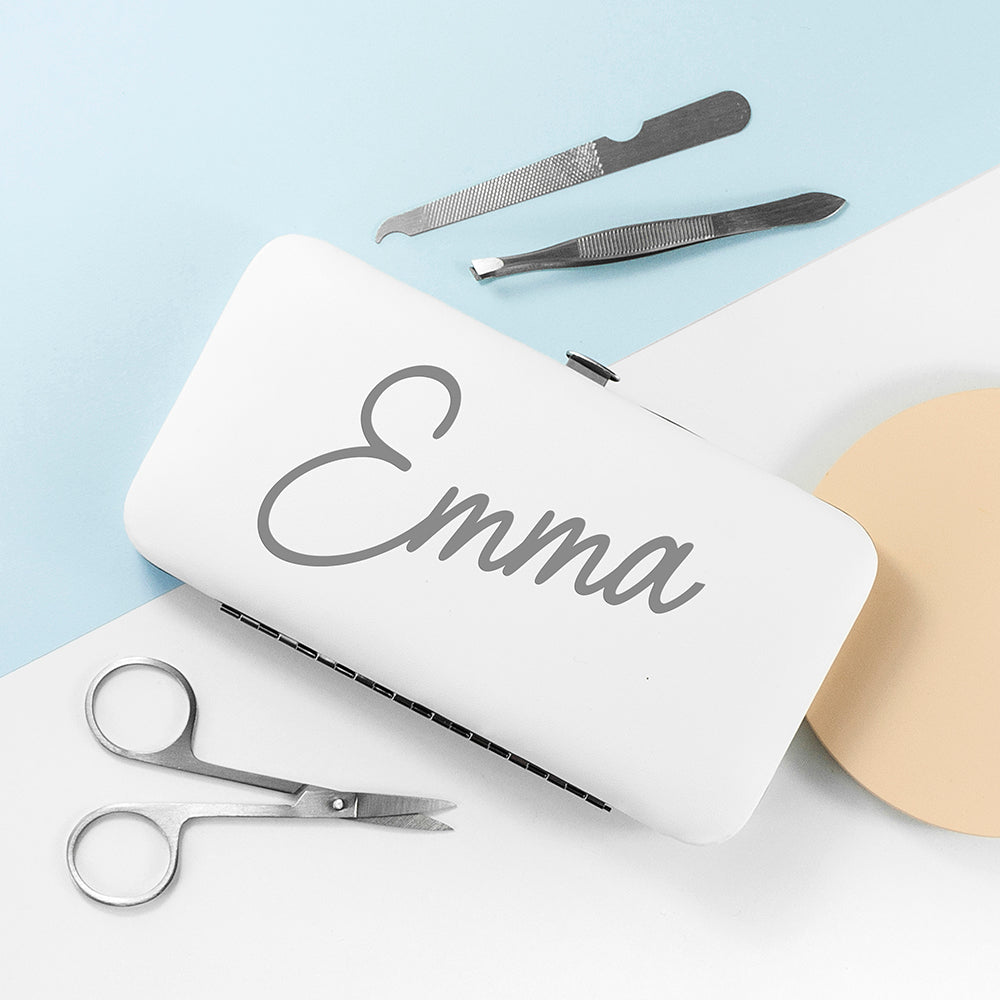 Personalised 7 Piece Manicure Set in White