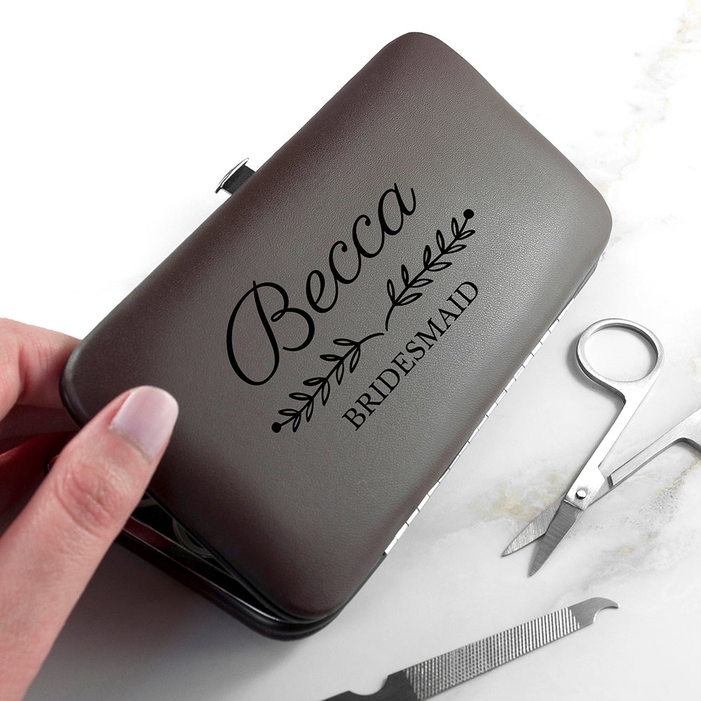 Personalised Bridal Party Manicure Set in Brown