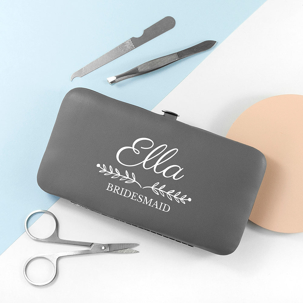 Personalised Bridal Party Manicure Set in Grey