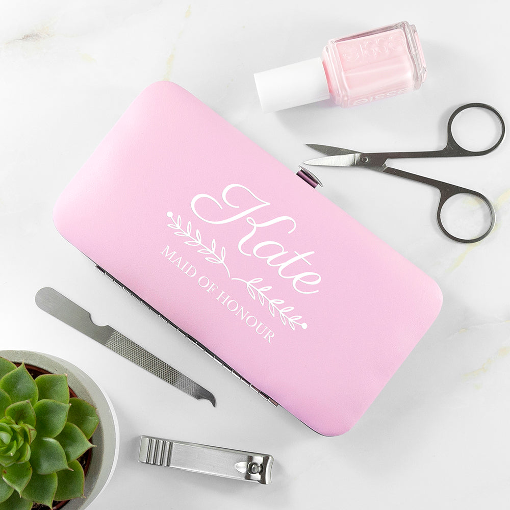 Personalised Bridal Party Manicure Set in Pink