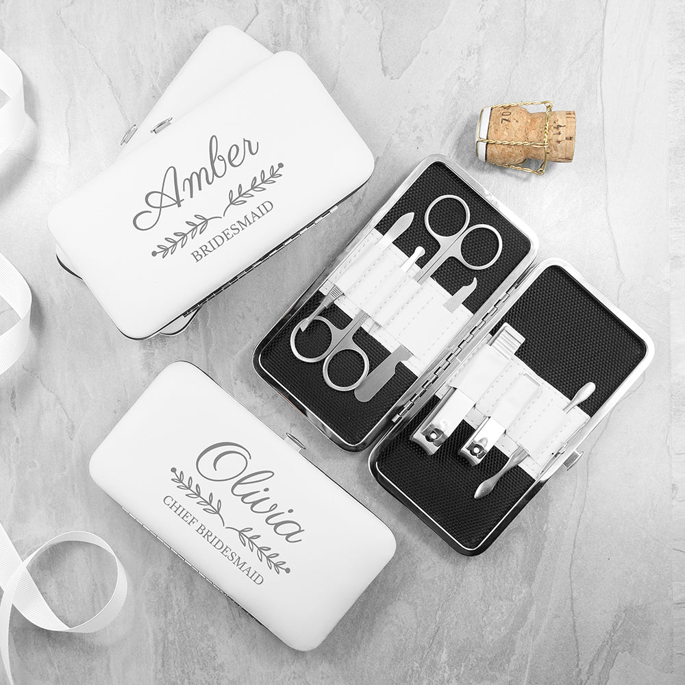Personalised Bridal Party Manicure Set in White