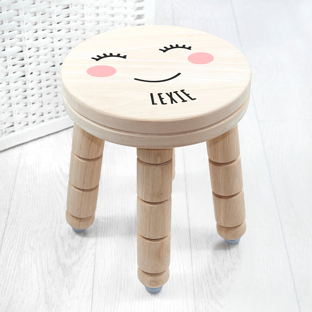 Personalised Cute Face Kids Wooden Stool