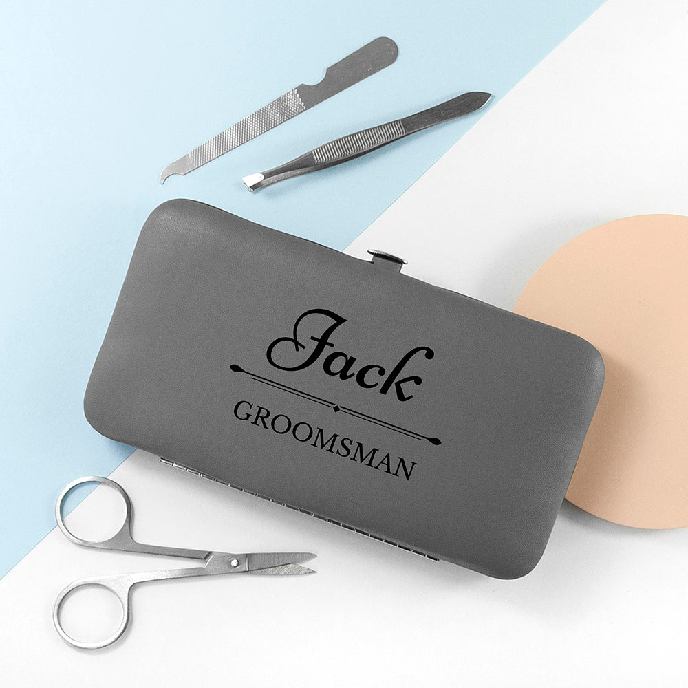 Personalised Wedding Party Grooming Kit in Grey