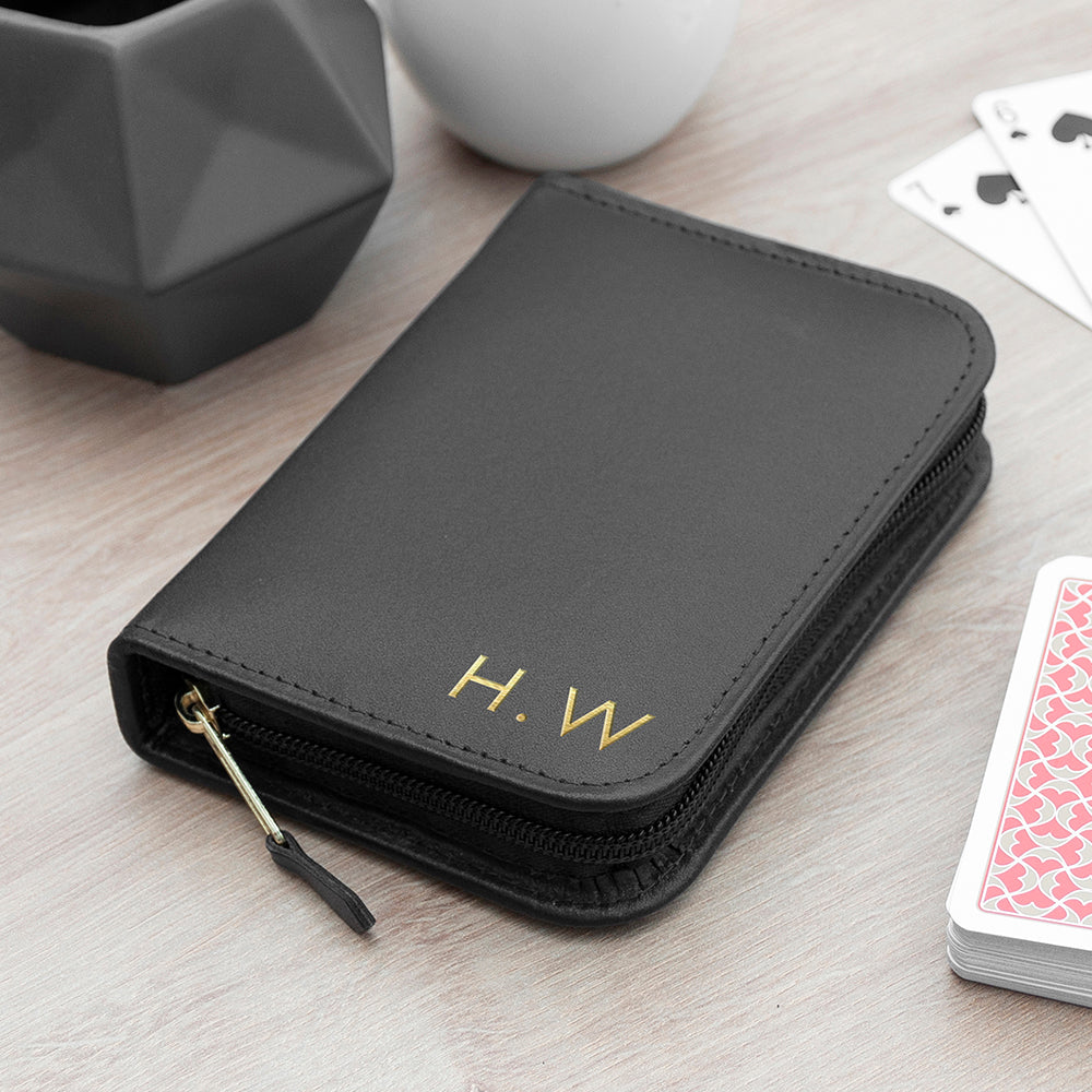 Personalised Leather Double Playing Cards Case