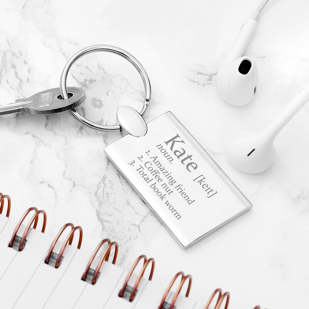 Personalised Definition Rectangle Keyring