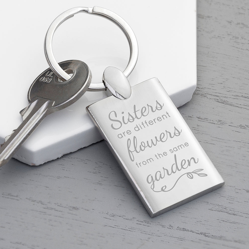 Personalised Sisters are Flowers Keyring