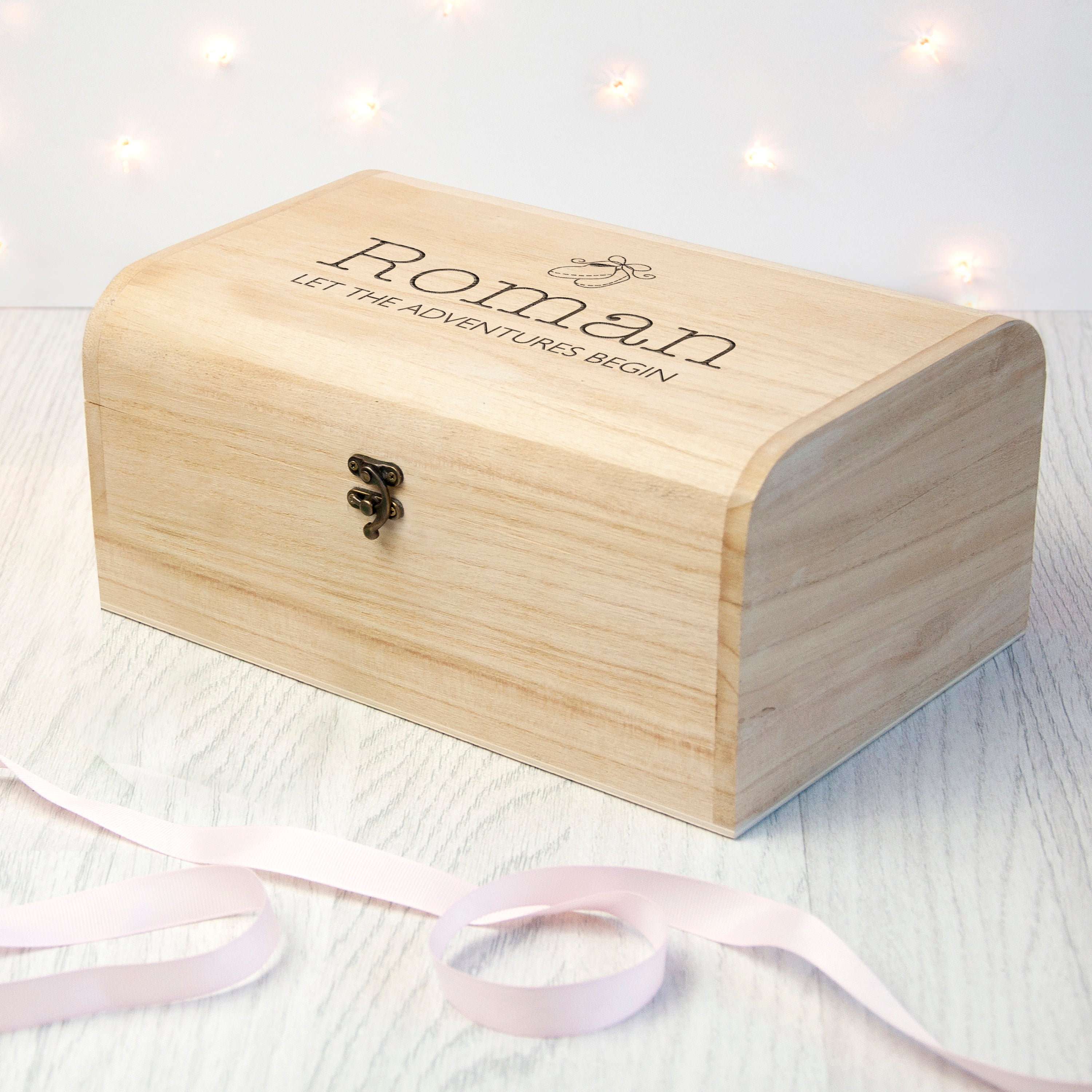 Personalised New Baby's Shoes Luxury Wooden Keepsake Chest