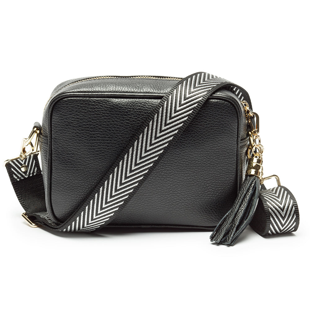 Personalised Elie Beaumont Cross Body Black Leather Bag