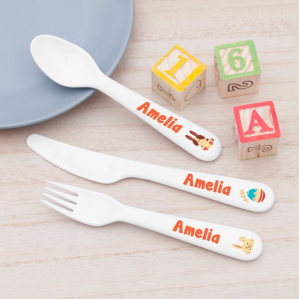 Personalised Children's Easter Bunny Cutlery Set