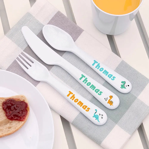 Personalised Children's Cute Dinosaur Cutlery Set Spesh Gifts