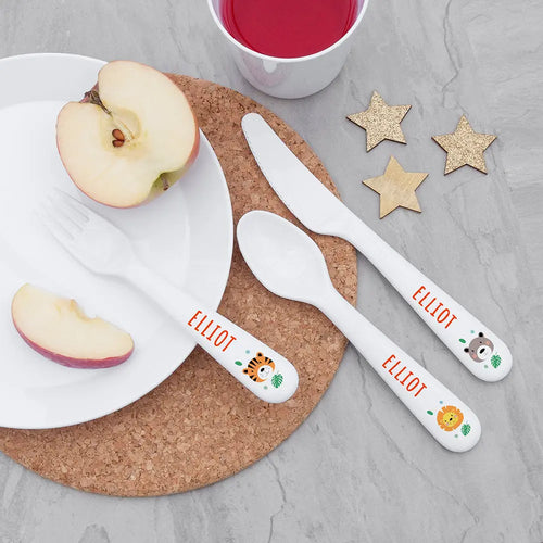 Personalised Children's Jungle Animal Cutlery Set Spesh Gifts