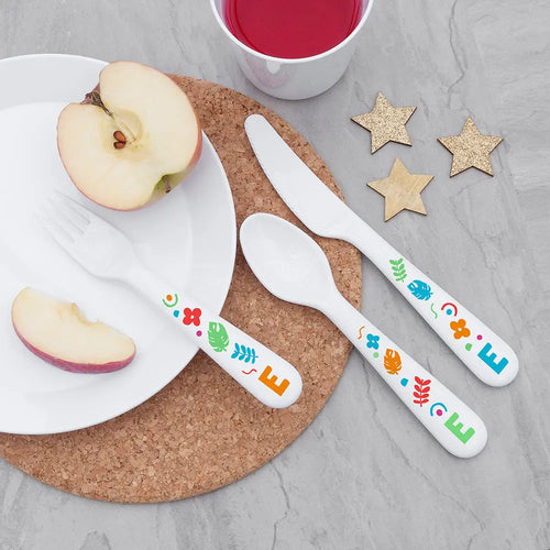 Personalised Children's Colourful Shapes Cutlery Set Spesh Gifts