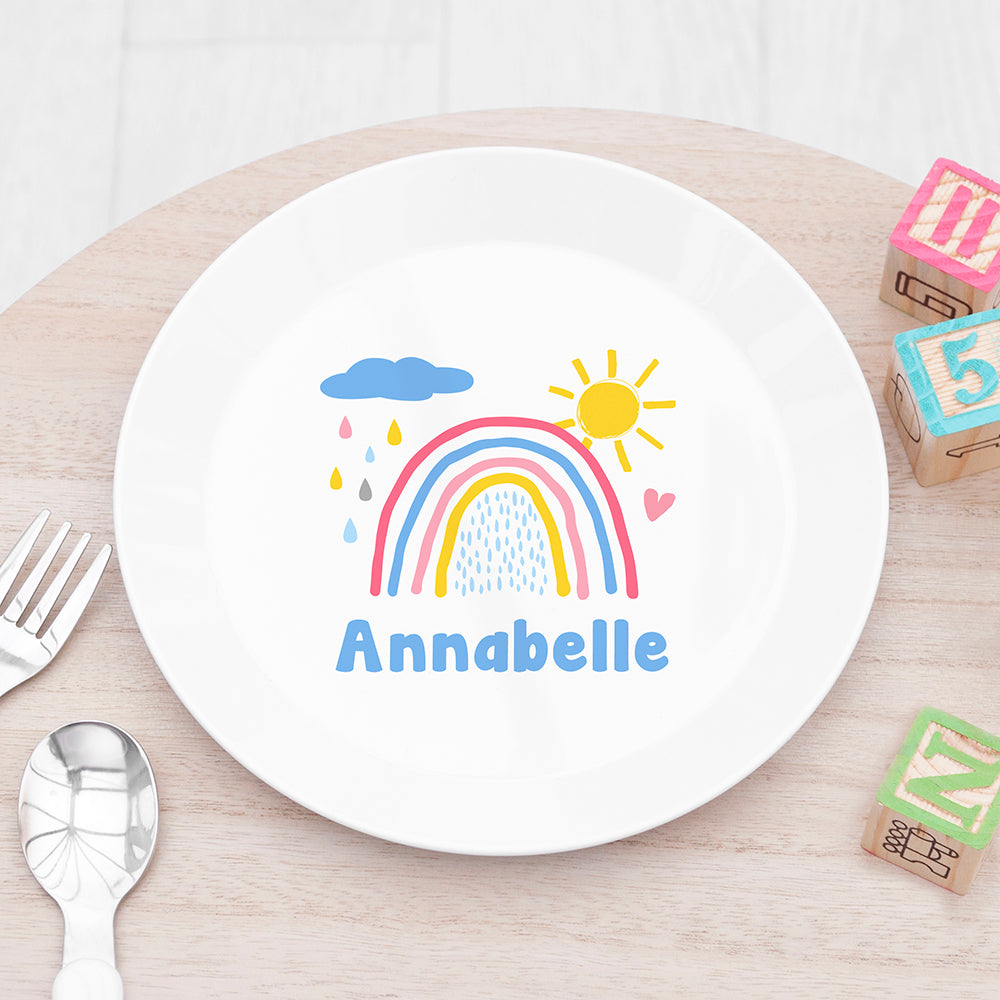 Personalised Children's Pastel Rainbow Sky Plate