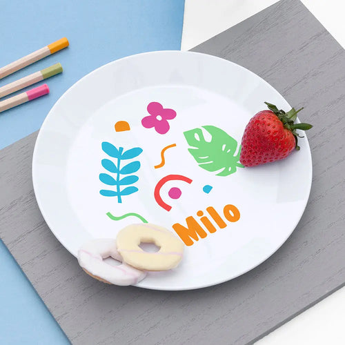 Personalised Children's Colourful Shapes Plate Spesh Gifts