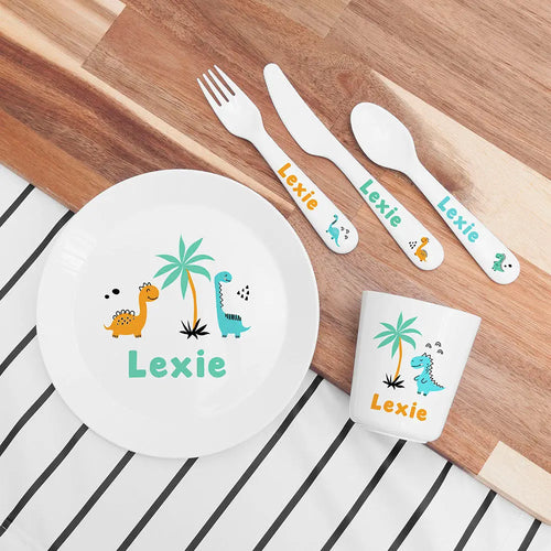 Personalised Children's Cute Dinosaur Dinner Set Spesh Gifts