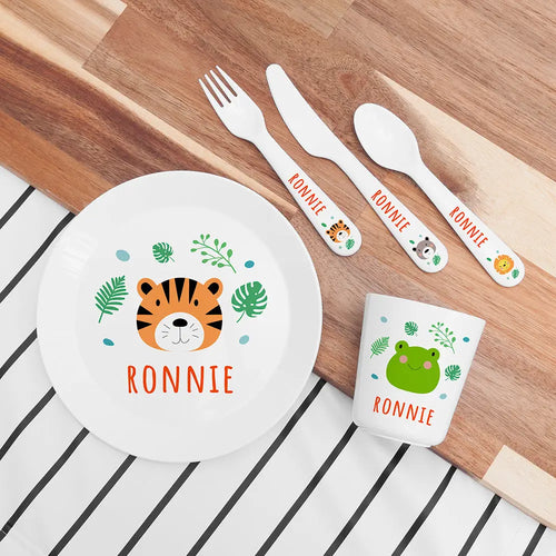 Personalised Children's Jungle Animal Dinner Set Spesh Gifts