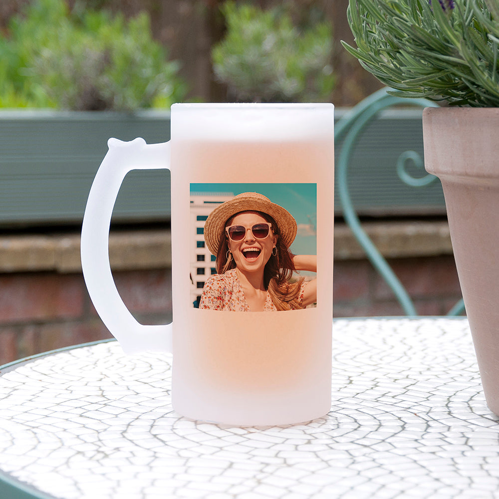 Personalised Photo and Message Frosted Beer Stein for Her