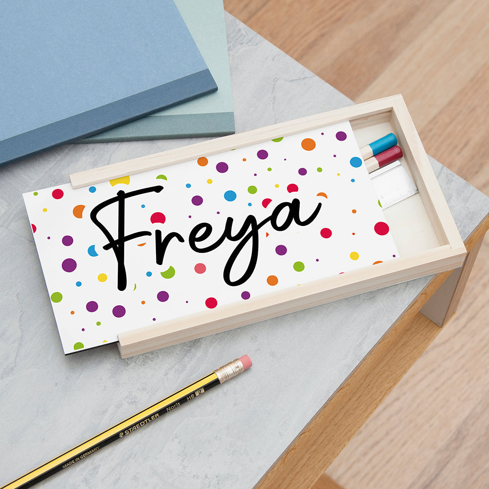 Personalised Kids Fun Polka Dot Pencil Box
