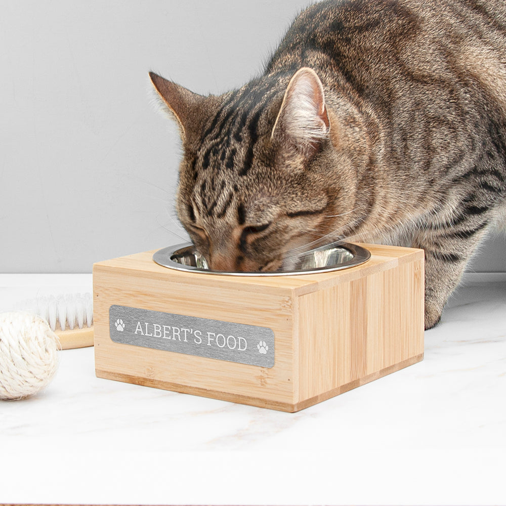 Personalised Small Bamboo Pet Bowl